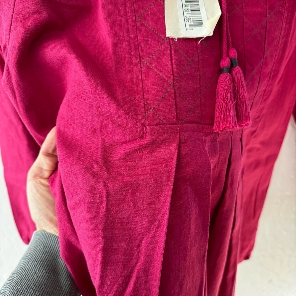 Johnny Was Calme Pink XS Pink 3/4 Tassel Embroidered Blouse - Picture 9 of 14